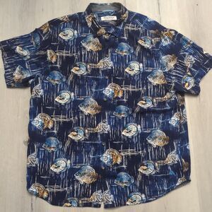 Tommy Bahama Veracruz Cay Seaview Fish Short Sleeve Camp Shirt Coastline Mens XL